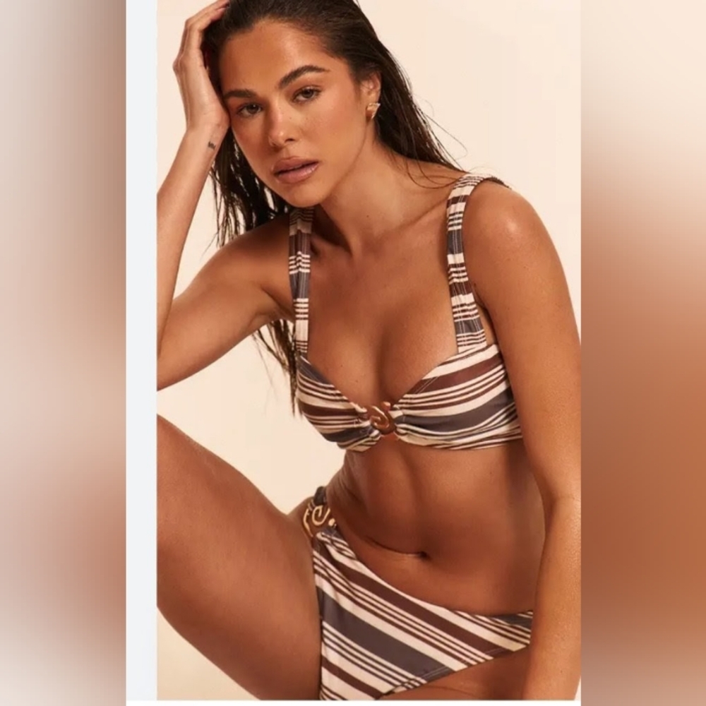 PrettyLittleThing Striped Bikini with Ring Accents - Picture 2 of 6